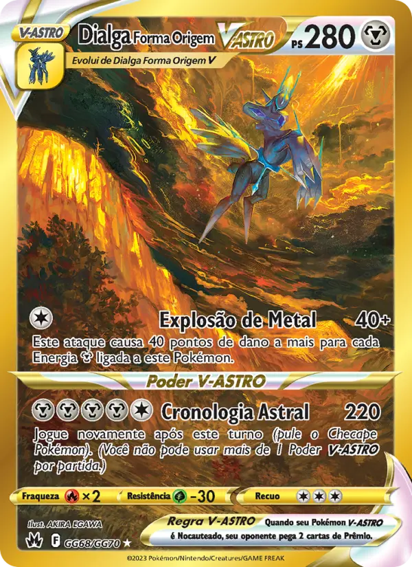 Carta Dialga Forma Origem V-ASTRO, número GG68/70 da coleção Realeza Absoluta Galeria de Galar