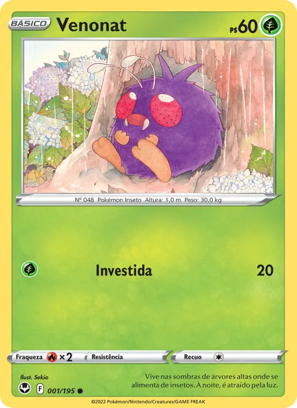 Carta Venonat, número 001/195 da coleção Tempestade Prateada