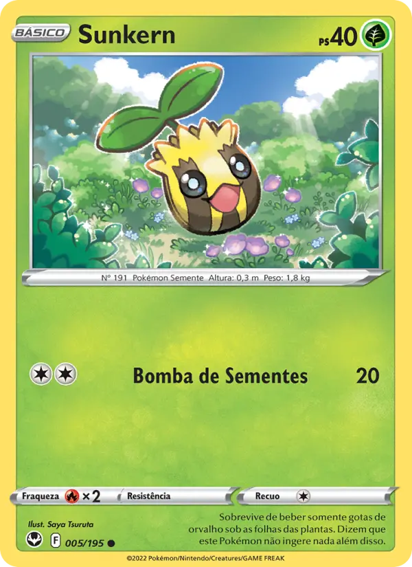 Carta Sunkern, número 005/195 da coleção Tempestade Prateada