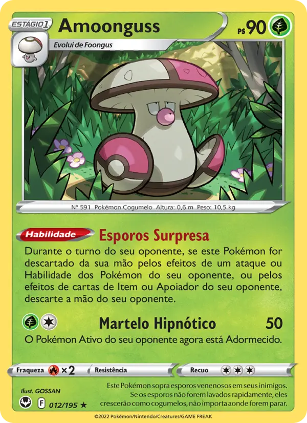 Carta Amoonguss, número 012/195 da coleção Tempestade Prateada