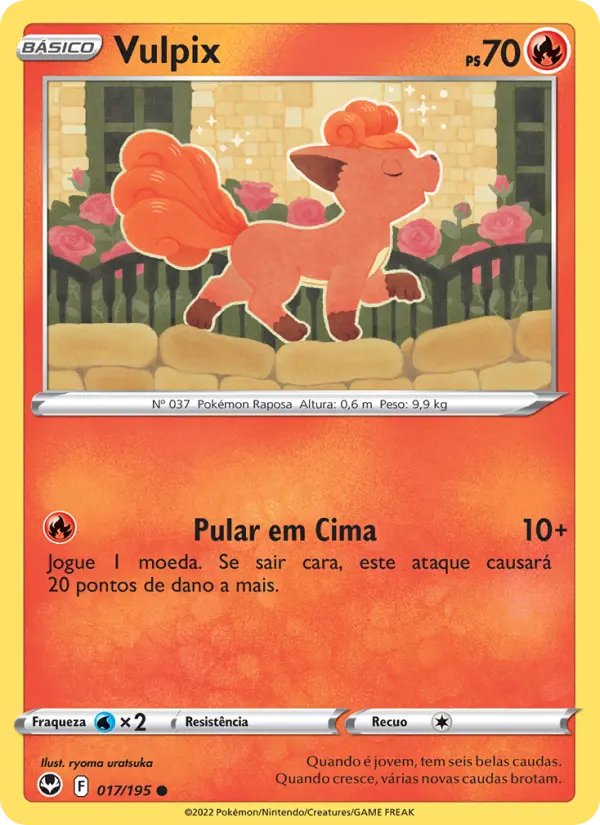 Carta Vulpix, número 017/195 da coleção Tempestade Prateada