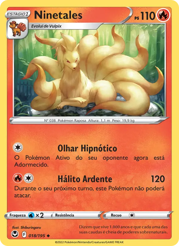 Carta Ninetales, número 018/195 da coleção Tempestade Prateada