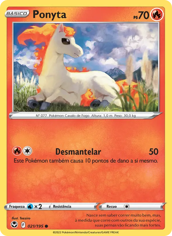 Carta Ponyta, número 021/195 da coleção Tempestade Prateada