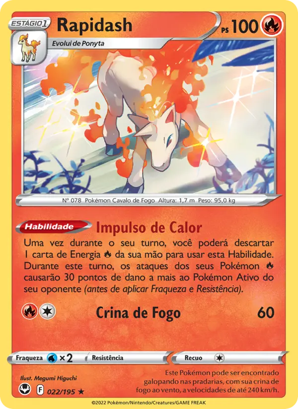 Carta Rapidash, número 022/195 da coleção Tempestade Prateada