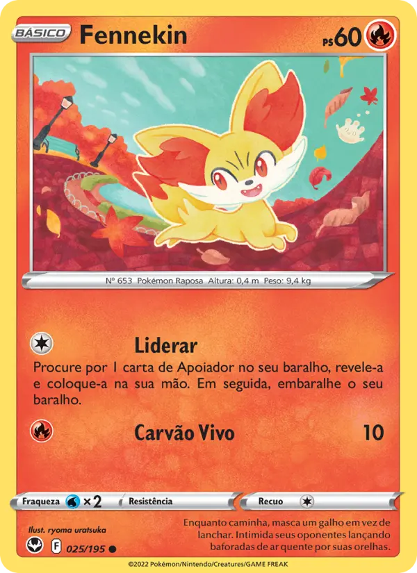 Carta Fennekin, número 025/195 da coleção Tempestade Prateada