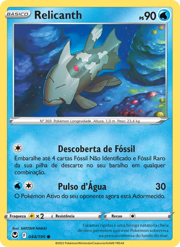 Carta Relicanth, número 044/195 da coleção Tempestade Prateada