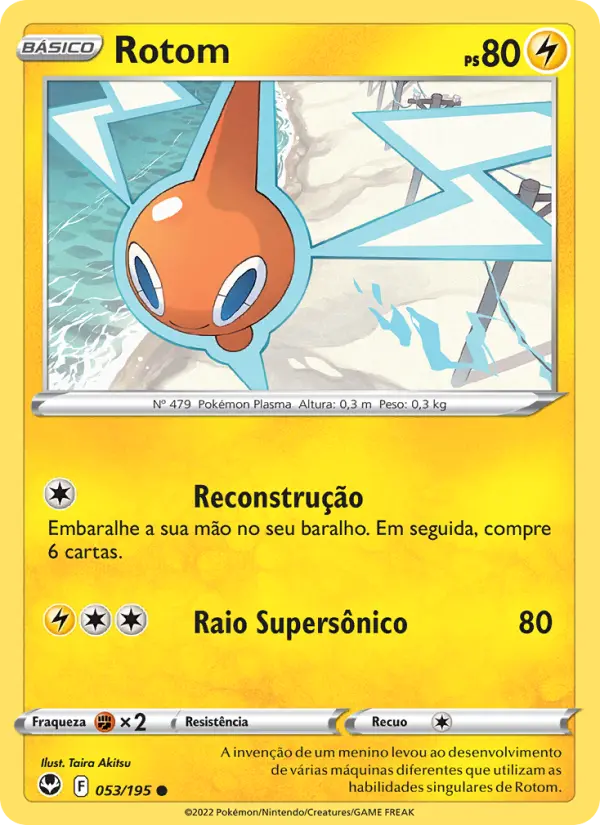 Carta Rotom, número 053/195 da coleção Tempestade Prateada