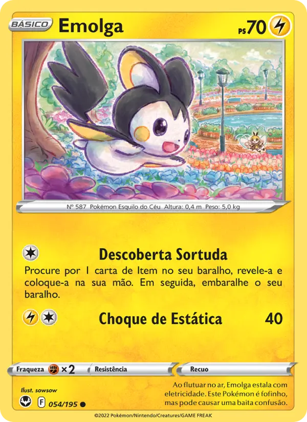 Carta Emolga, número 054/195 da coleção Tempestade Prateada