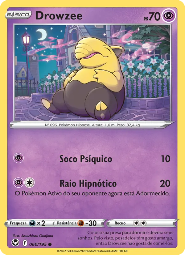 Carta Drowzee, número 060/195 da coleção Tempestade Prateada