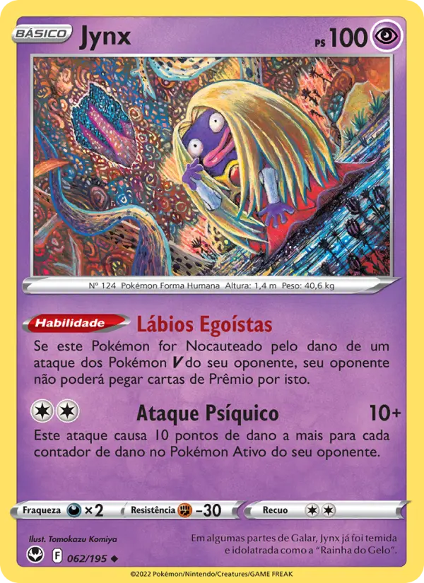 Carta Jynx, número 062/195 da coleção Tempestade Prateada