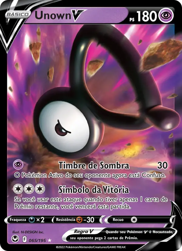 Carta Unown V, número 065/195 da coleção Tempestade Prateada