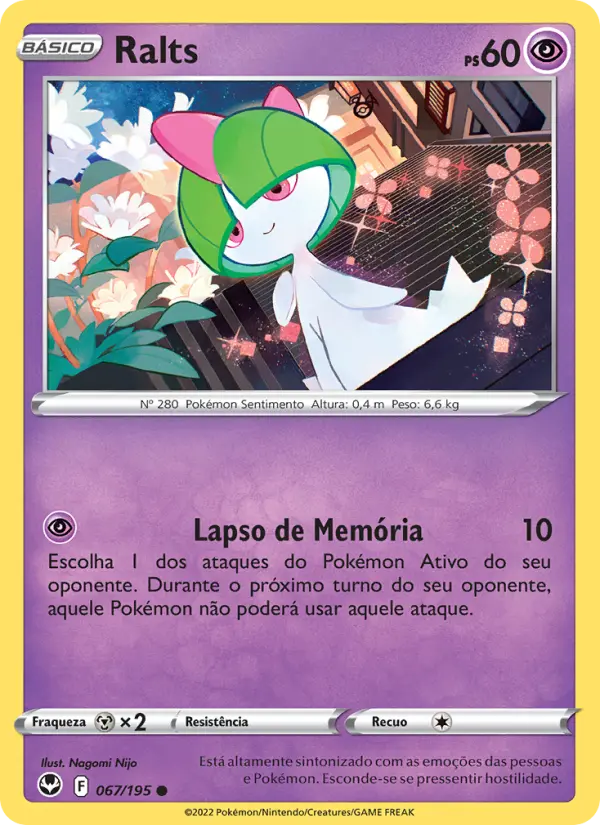 Carta Ralts, número 067/195 da coleção Tempestade Prateada