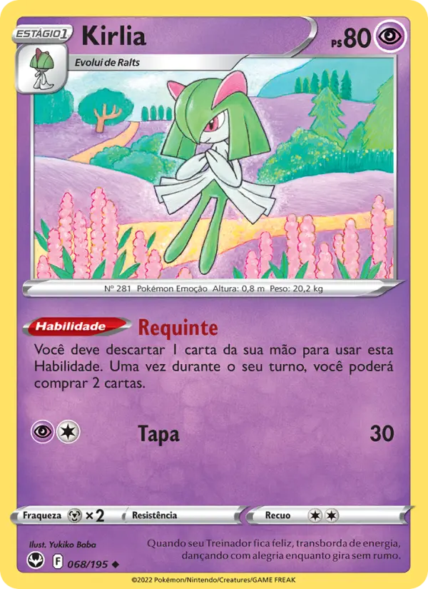 Carta Kirlia, número 068/195 da coleção Tempestade Prateada