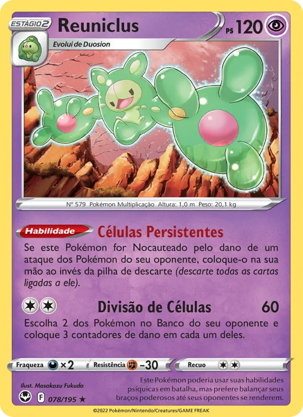 Carta Reuniclus, número 078/195 da coleção Tempestade Prateada