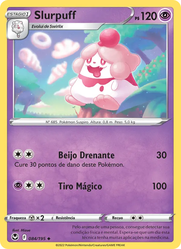 Carta Slurpuff, número 084/195 da coleção Tempestade Prateada