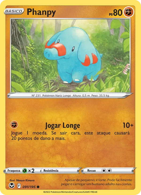 Carta Phanpy, número 091/195 da coleção Tempestade Prateada