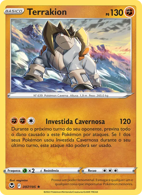 Carta Terrakion, número 097/195 da coleção Tempestade Prateada