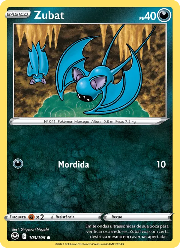 Carta Zubat, número 103/195 da coleção Tempestade Prateada
