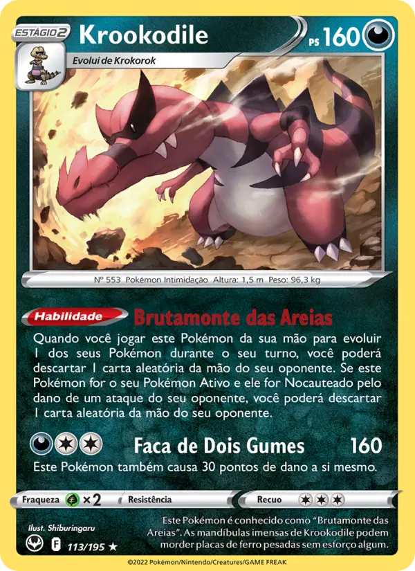 Carta Krookodile, número 113/195 da coleção Tempestade Prateada