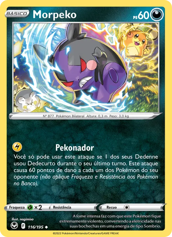 Carta Morpeko, número 116/195 da coleção Tempestade Prateada