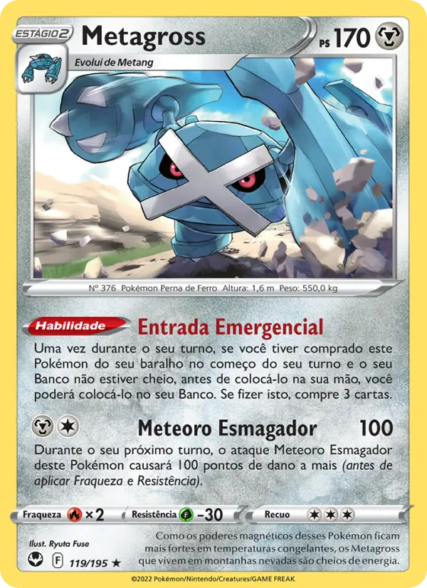 Carta Metagross, número 119/195 da coleção Tempestade Prateada