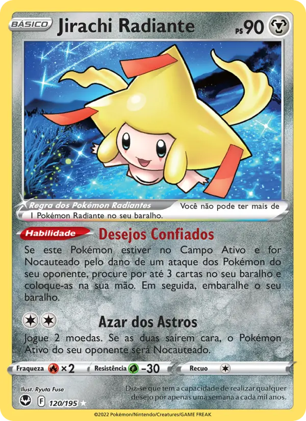 Carta Jirachi Radiante, número 120/195 da coleção Tempestade Prateada