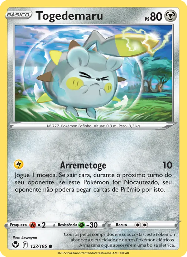 Carta Togedemaru, número 127/195 da coleção Tempestade Prateada