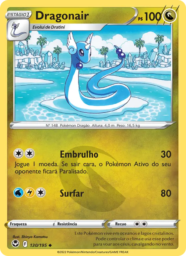 Carta Dragonair, número 130/195 da coleção Tempestade Prateada