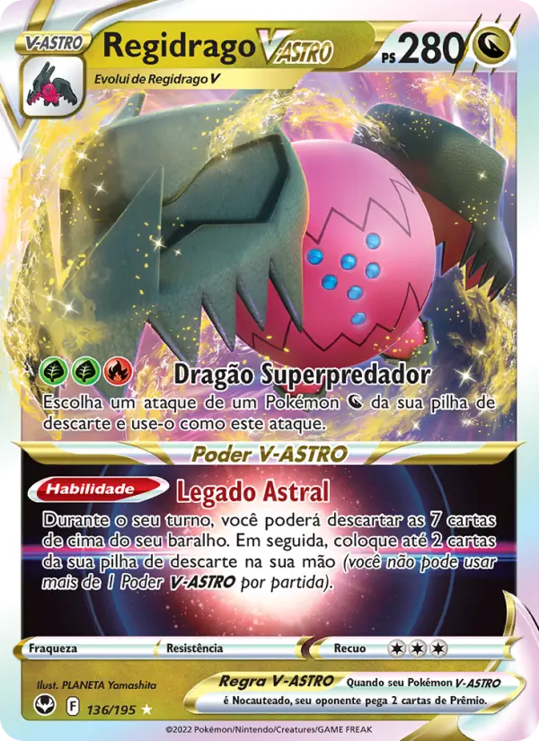 Carta Regidrago V-ASTRO, número 136/195 da coleção Tempestade Prateada