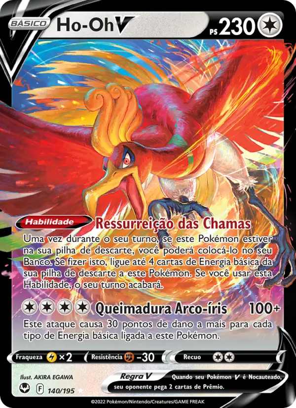 Carta Ho-Oh V, número 140/195 da coleção Tempestade Prateada