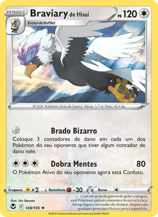 Carta Braviary de Hisui, número 149/195 da coleção Tempestade Prateada