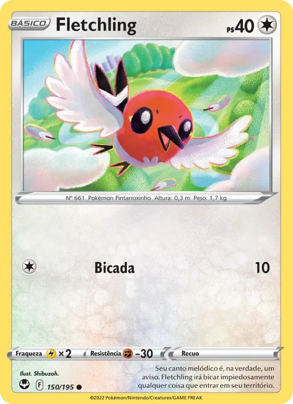Carta Fletchling, número 150/195 da coleção Tempestade Prateada