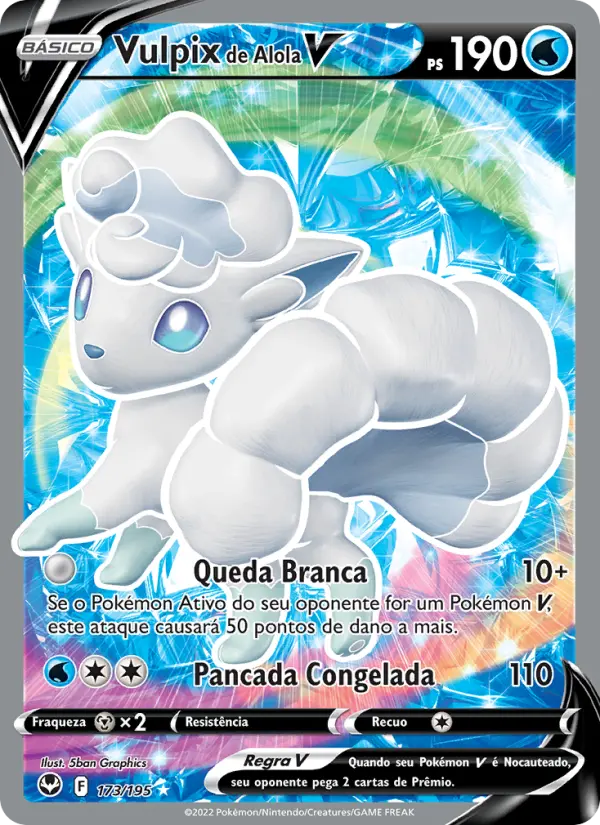 Carta Vulpix de Alola V, número 173/195 da coleção Tempestade Prateada