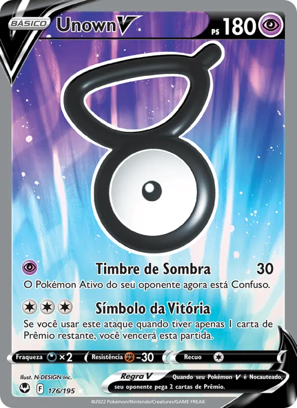 Carta Unown V, número 176/195 da coleção Tempestade Prateada