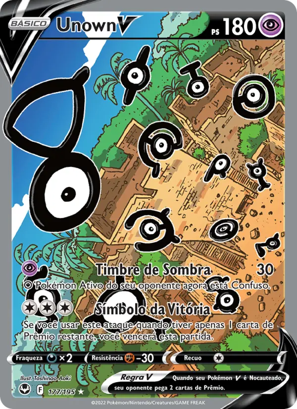 Carta Unown V, número 177/195 da coleção Tempestade Prateada