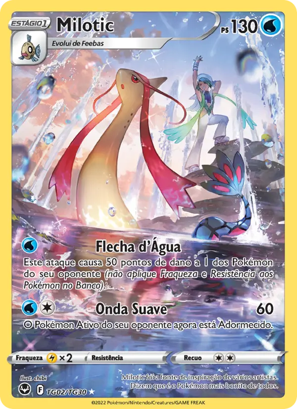 Carta Milotic, número TG02/30 da coleção Tempestade Prateada Galeria de Treinador