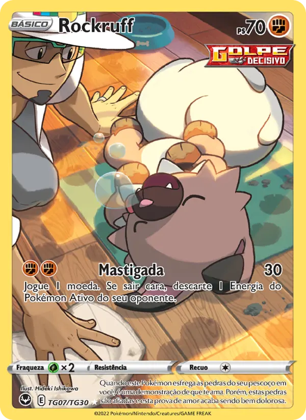 Carta Rockruff, número TG07/30 da coleção Tempestade Prateada Galeria de Treinador