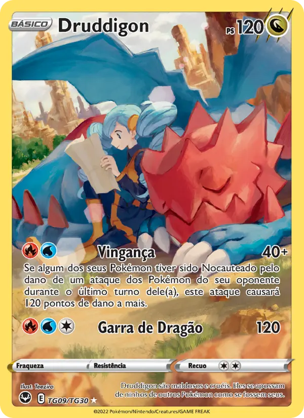Carta Druddigon, número TG09/30 da coleção Tempestade Prateada Galeria de Treinador