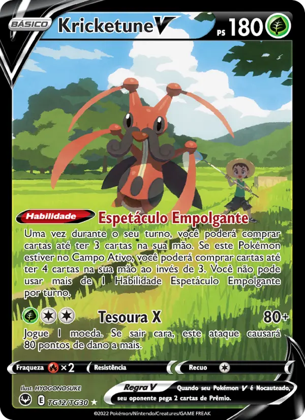 Carta Kricketune V, número TG12/30 da coleção Tempestade Prateada Galeria de Treinador