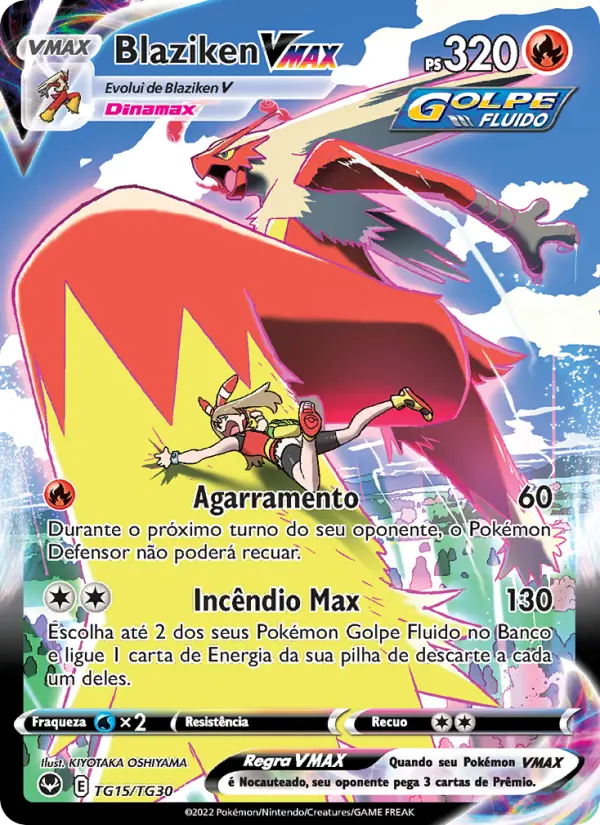 Carta Blaziken VMAX, número TG15/30 da coleção Tempestade Prateada Galeria de Treinador
