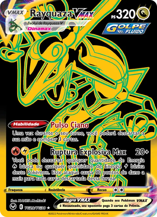 Carta Rayquaza VMAX, número TG29/30 da coleção Tempestade Prateada Galeria de Treinador