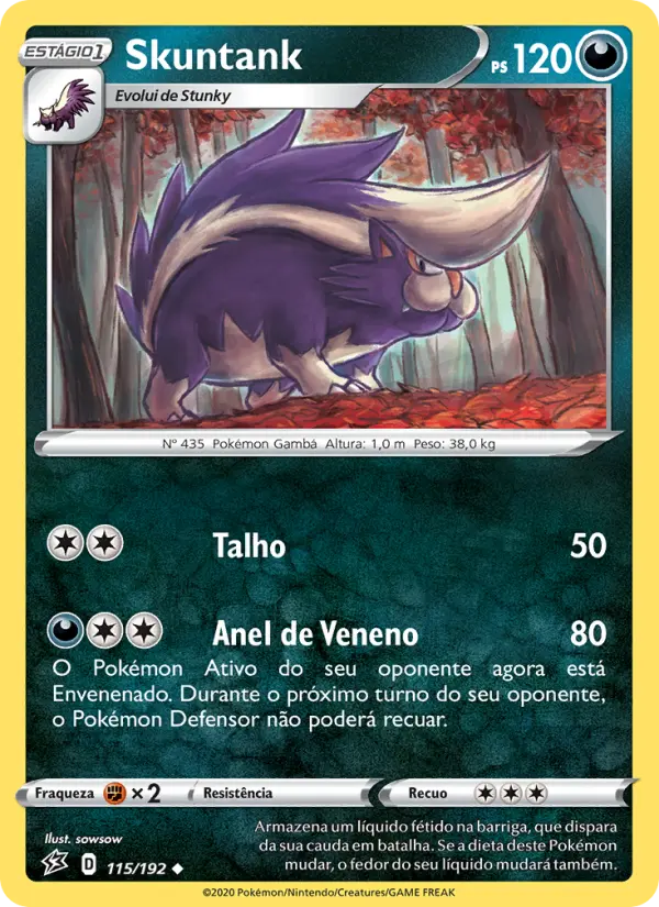 Carta Skuntank, número 115/192 da coleção Rixa Rebelde
