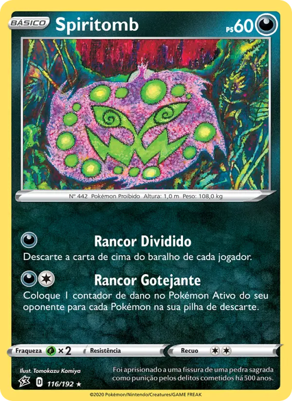 Carta Spiritomb, número 116/192 da coleção Rixa Rebelde