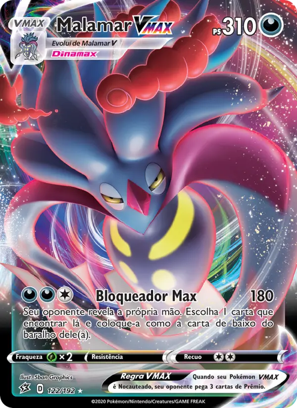 Carta Malamar VMAX, número 122/192 da coleção Rixa Rebelde