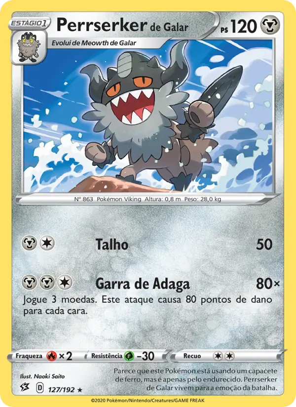 Carta Perrserker de Galar, número 127/192 da coleção Rixa Rebelde