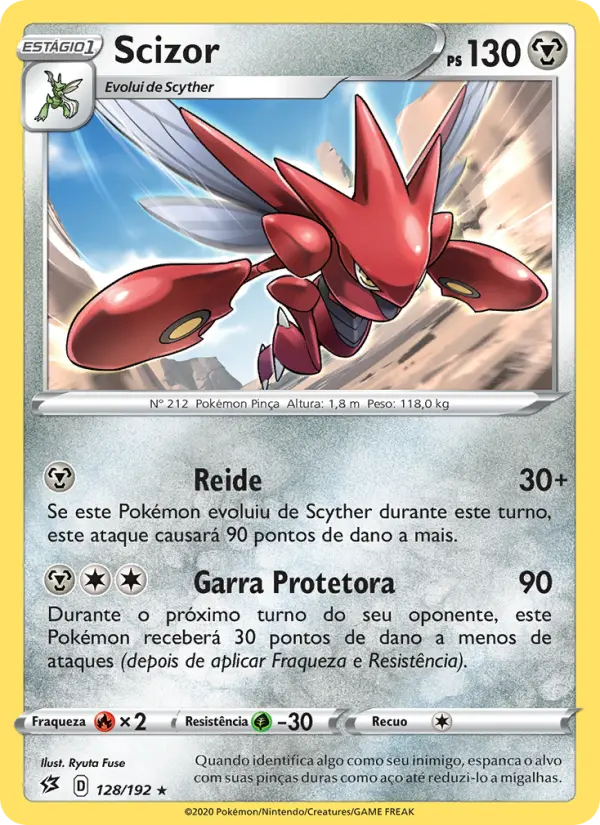 Carta Scizor, número 128/192 da coleção Rixa Rebelde