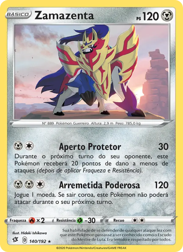 Carta Zamazenta, número 140/192 da coleção Rixa Rebelde