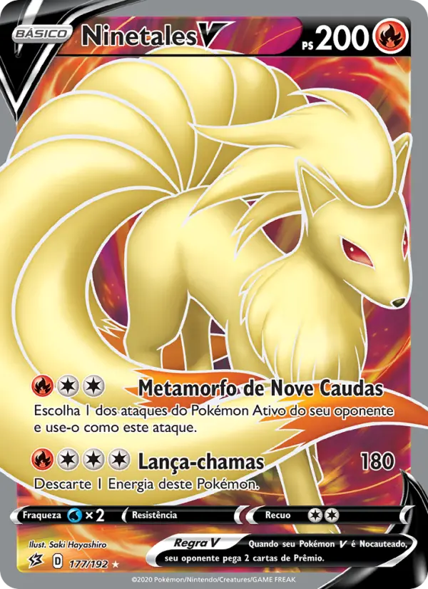 Carta Ninetales V, número 177/192 da coleção Rixa Rebelde