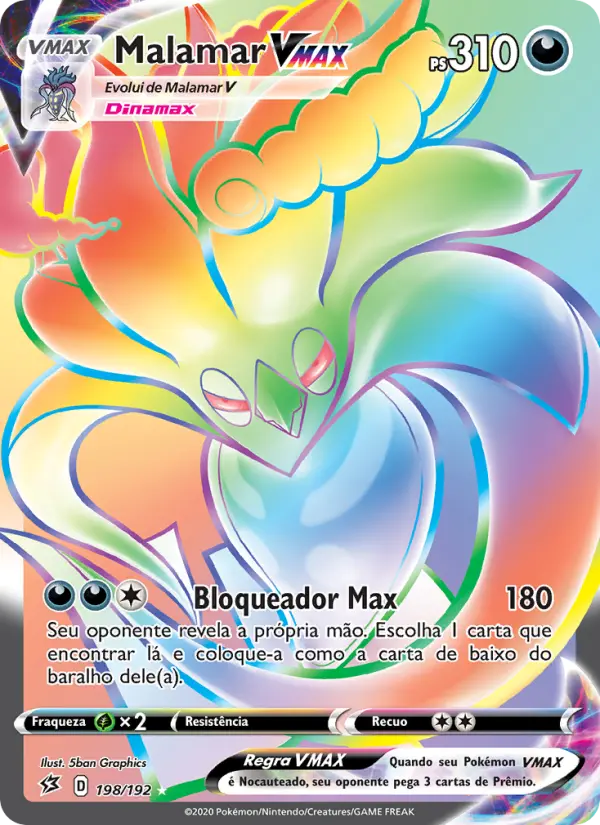 Carta Malamar VMAX, número 198/192 da coleção Rixa Rebelde