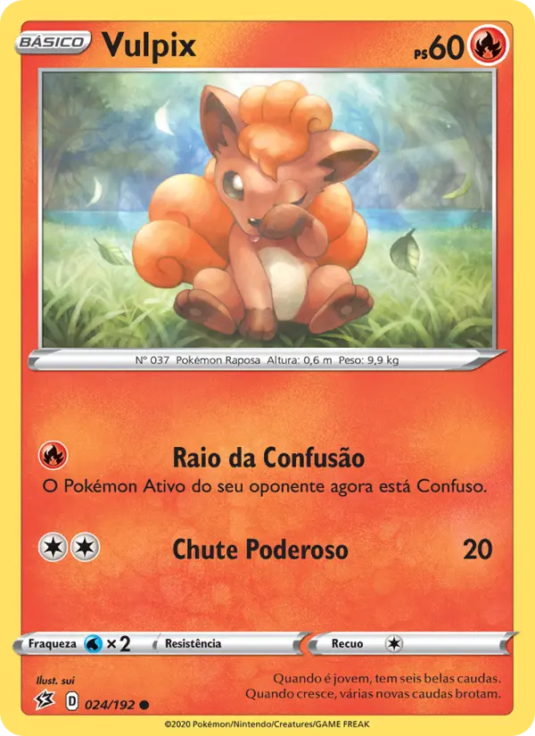 Carta Vulpix, número 24/192 da coleção Rixa Rebelde